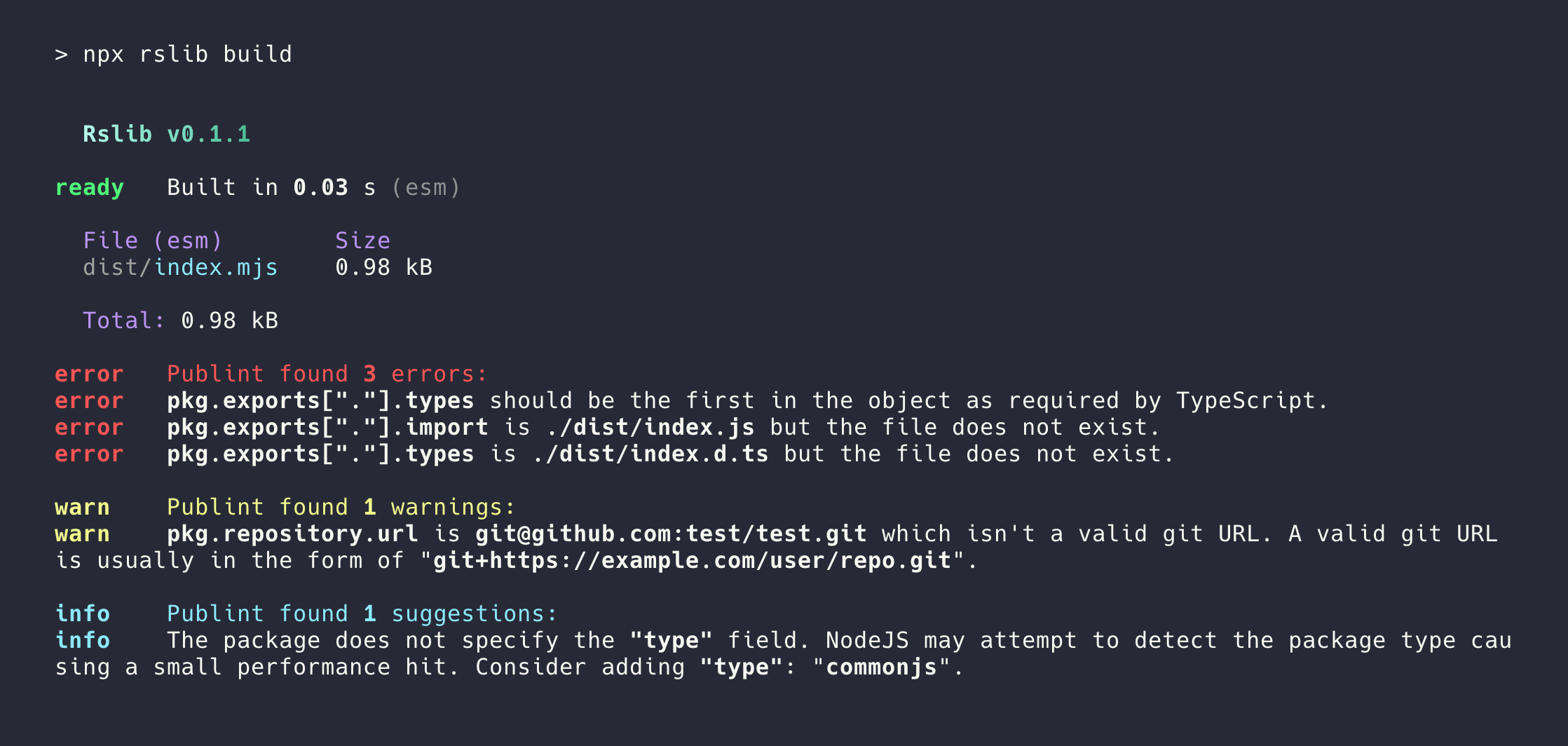 Use publint to check package.json